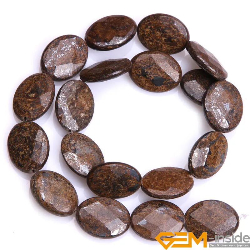 Natural Bronzite Faceted Gemstone Oval Loose Beads For Jewelry Making Strand 15" 