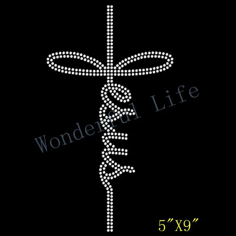 Free Shipping Jesus Script Christian Love Christ Church hotfix rhinestone Iron On heat transfer bling for clothing | Дом и сад