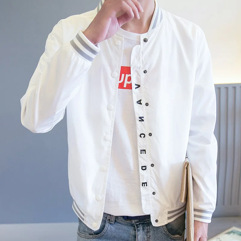 

wholesale 2019 Men's handsome Korean Slim sports jacket summer thin breathable Single-breaste sunscreen clothes teenagers jacket