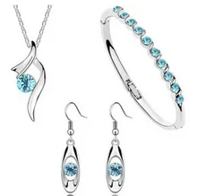2016 wedding wholesales brand bridal gifts GP zircon pendant necklace earrings bracelet fashion jewelry sets 4 colors