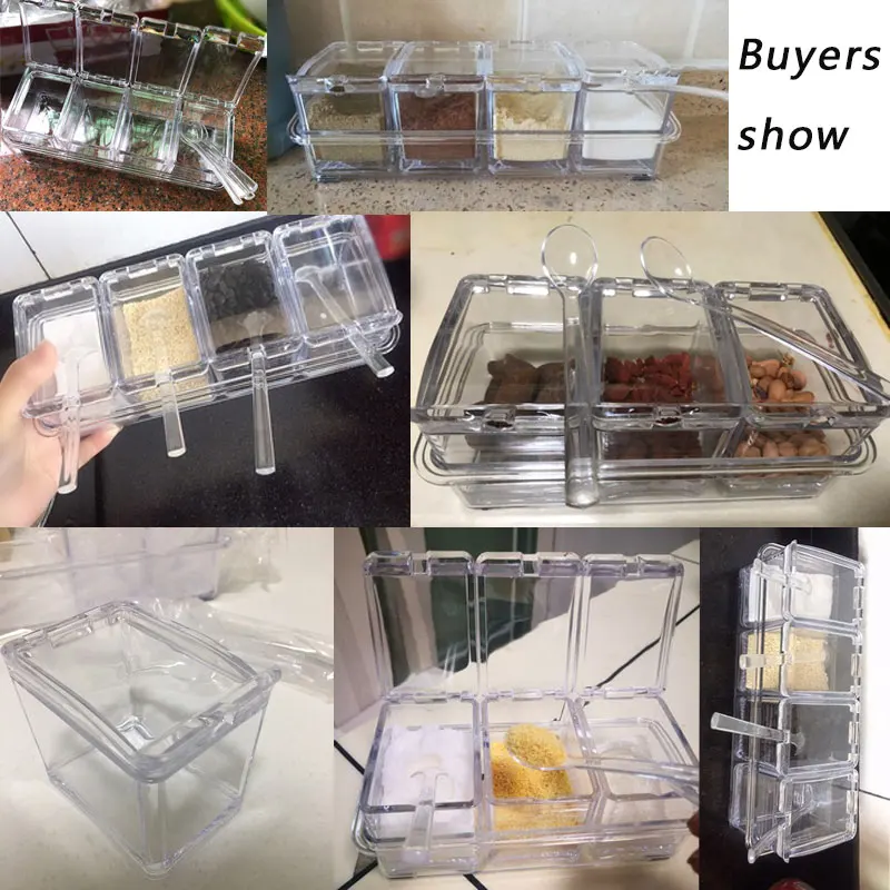 1 комплект прозрачная коробка с приправами Кухня инструмент Органайзер многоразового использования Пластик соль и перец, специи хранения бутылки предметы домашнего обихода