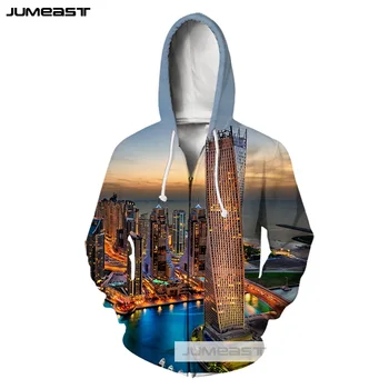

Jumeast Brand 3D Printed Beautiful Cityscape Men/Women Zipper Hoodie Harajuku Hip Hop Jacket Sport Pullover Colorful Building