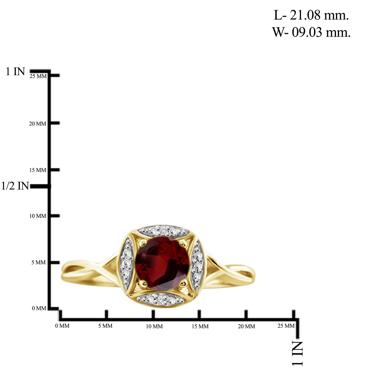 JewelonFire 1/2 Carat T.G.W. Garnet and White Diamond Accent 14kt Gold Over Silver Twist Shank Ring (3)
