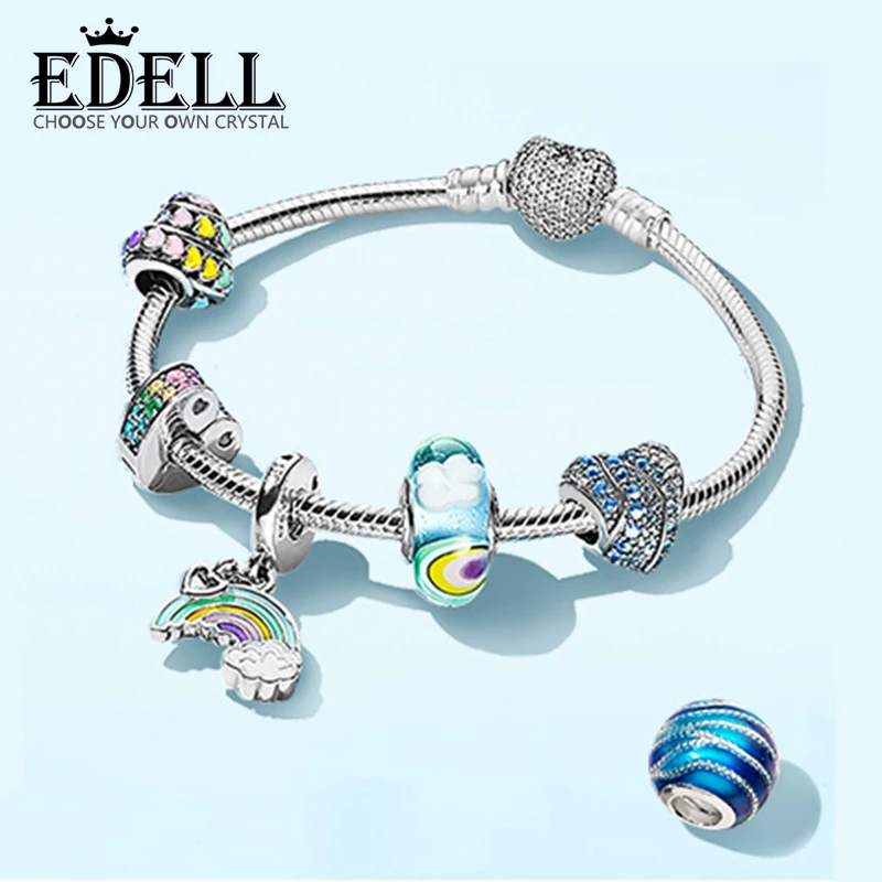 

EDELL 100% 925 Sterling Silver Brand New Bracelet Set Natural Inspiration Calm Waves After Rain Sky And Rainbow