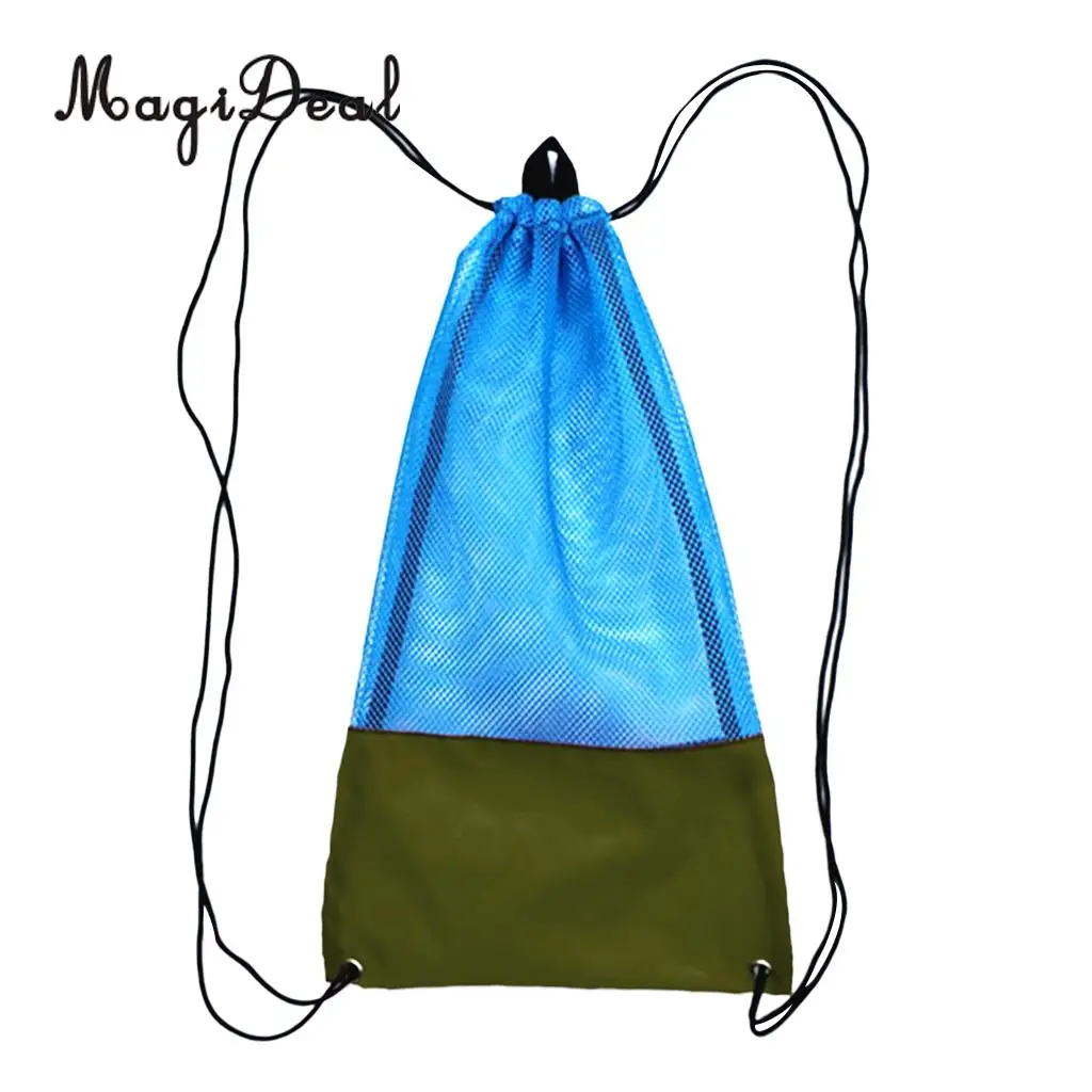 MagiDeal Drawstring Backpack Mesh Gear Bag w/ Shoulder Strap for Scuba Diving Swim Fins Goggles Mask Snorkeling Equipment