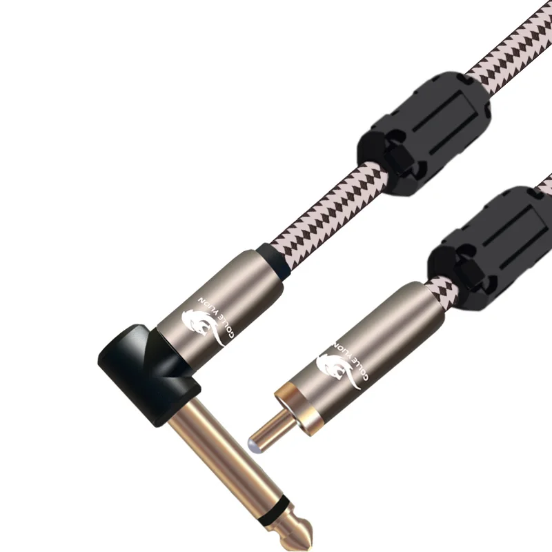 Аудиокабель премиум класса угол 1/4 дюйма в RCA кабель для смесительной консоли