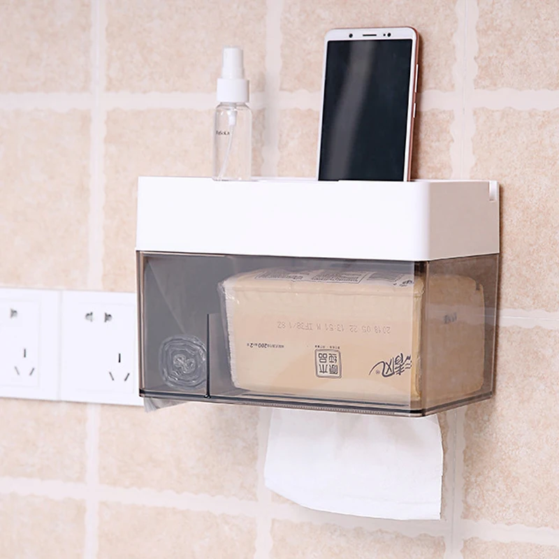 

GUIBOBO Toilet Paper Box Anti Water With Phone Holder Multifunction Storage NO0197211124