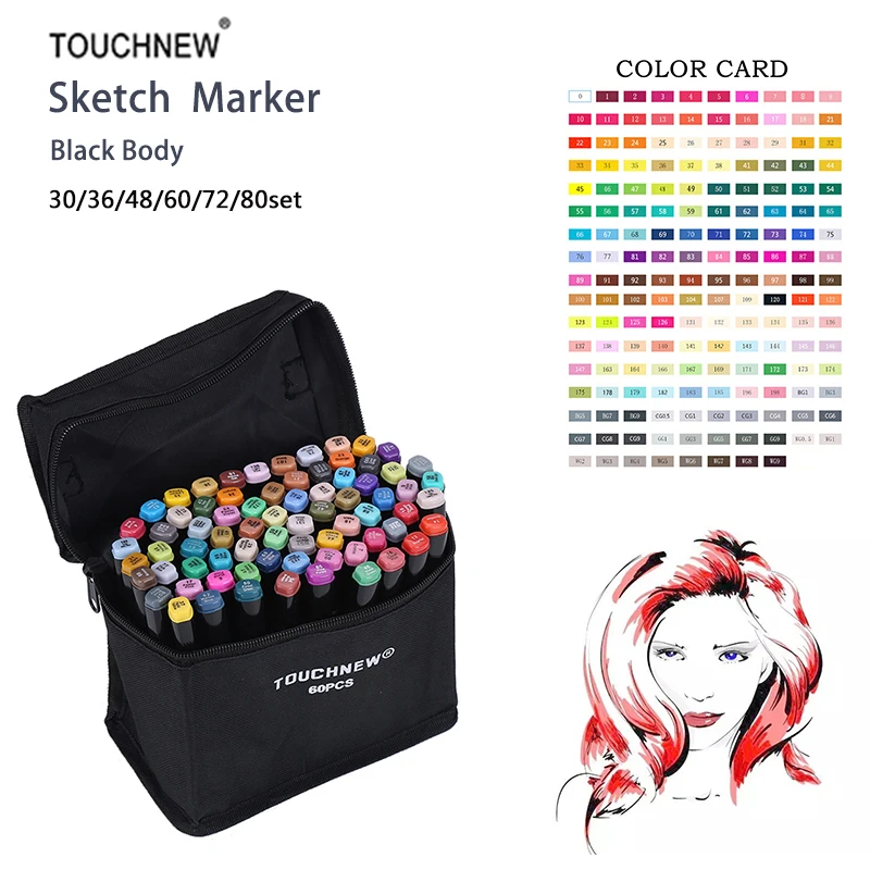 

Touchnew 80 Colors set Alcohol Double Headed sketch Marker For School Drawing Marker Pen Animation Design School Supplies