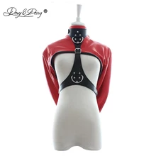 DAVYDAISY, открытый бюст, кожа, БДСМ, прямой жакет, топ, длинный рукав, сексуальное женское белье, фетиш, Женская Клубная одежда, сексуальные костюмы TA503