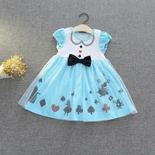 Костюм Алисы в стране чудес для девочек; детская Праздничная верхняя одежда; платье лолиты; карнавальные костюмы для детей; Рождественский подарок; Хэллоуин