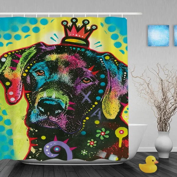 Funny Labrador Dog Shower Curtains Art Animal Bathroom Shower Curtains
