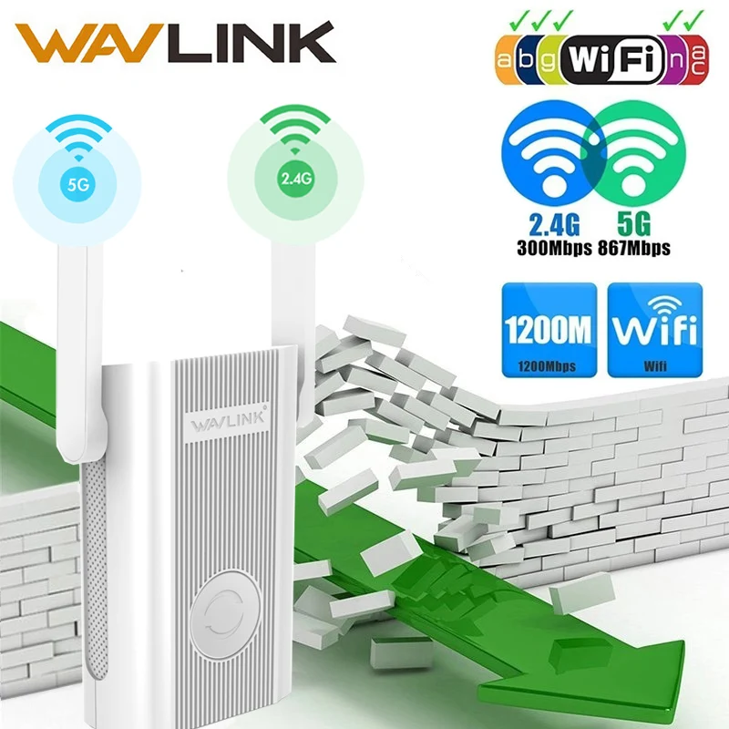 Wavlink Wi-Fi Range Extender повторитель 1200 Мбит/с усилитель сигнала 2,4 г + 5 ГГц двухдиапазонный WiFi усилитель повторителя/беспроводная точка доступа