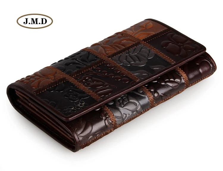 

J.M.D Genuine Leather Unisex Fashion Style Coffee+Brown+Black Color Wallet Card Holder Money Holder Lady Purse 8092-2C