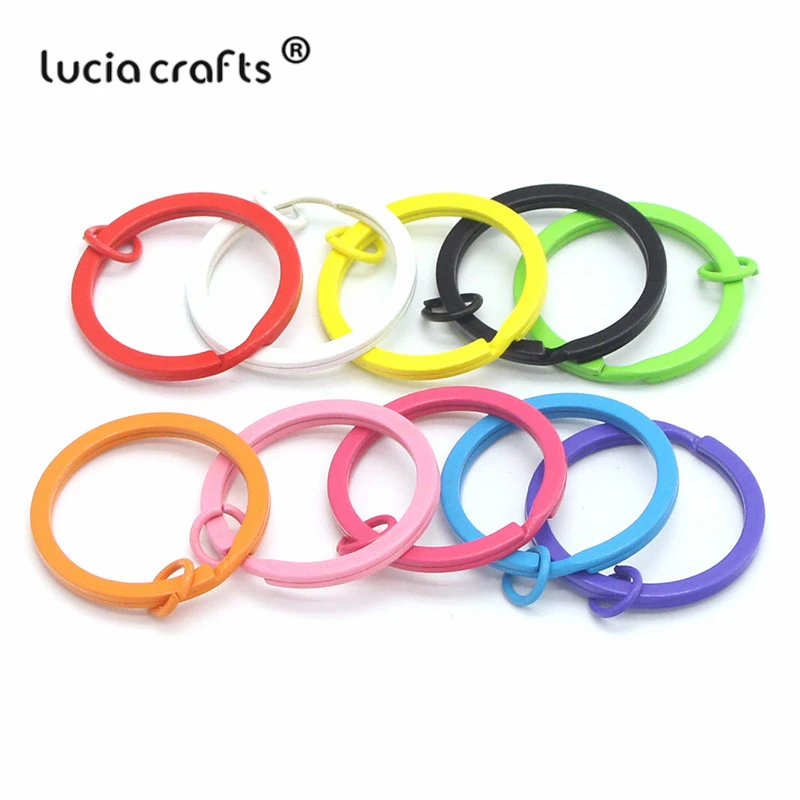 

Lucia crafts 6pcs/lot Dia. 3cm Random mixed Candy color Round Key Ring Key Chain DIY Accessories G1120
