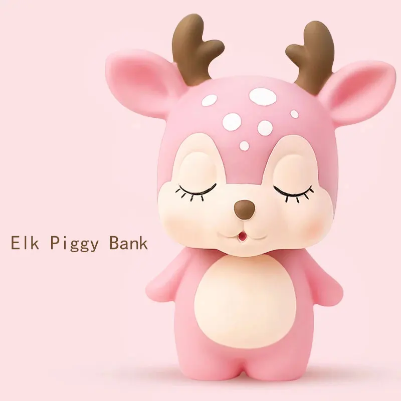 

15*18cm Cute Elk Piggy Bank Animal Resin Crafts Home Bedroom Children 's Toy Decoration Creative Girls' Birthday Gifts