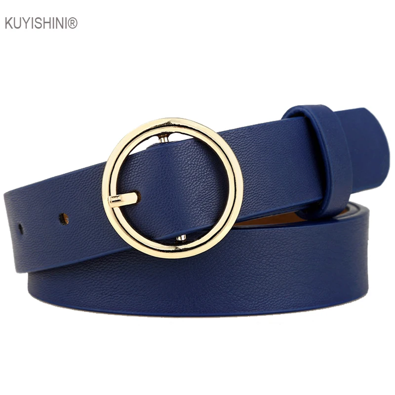 

Hot Gold Round Metal Circle Belts All Match Female Black White Gold Silver Waistbands Big O Ring Belts for Women Jeans Pants