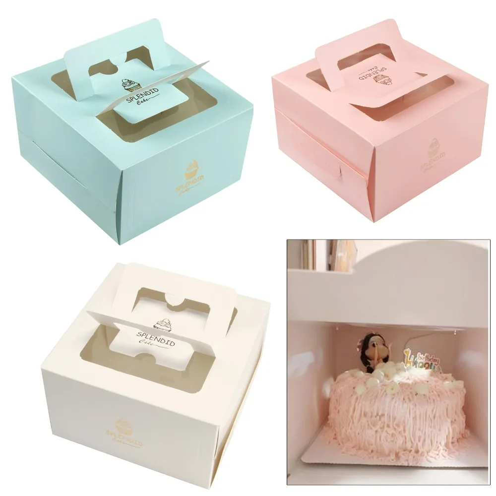 

5 pcs Square Mini 4'' Cheese Mousse Small West Point Birthday Cake Packaging Box Hand-held Wedding Sugar Box