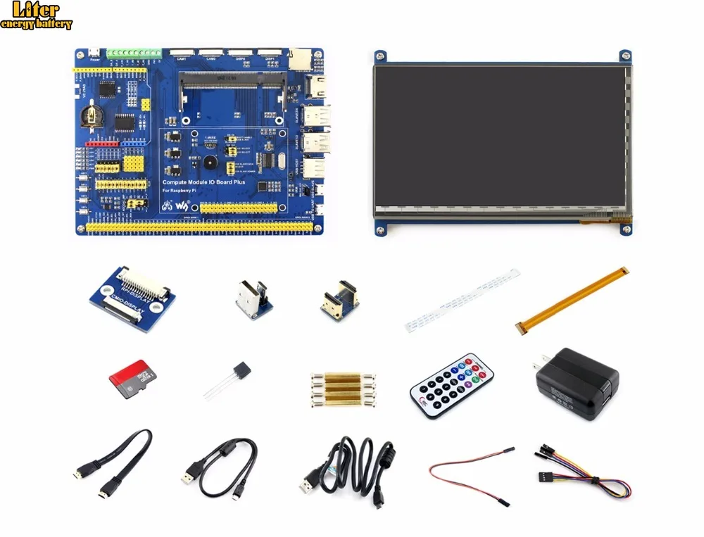 

Raspberry Pi Compute Module 3 Lite Accessory Pack Type B (no CM3L) With 7inch HDMI LCD, DS18B20, Power Adapter, Micro SD Card