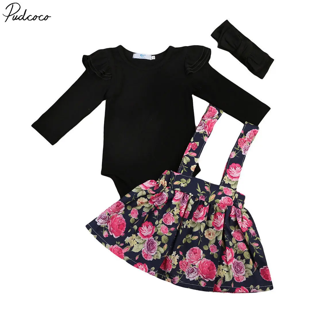 

Pudcoco 2PCS Kids Baby Girls Cotton Long Sleeve O-Neck Bodysuit Princess Tutu Skirt Flower 0-24 Months Helen115