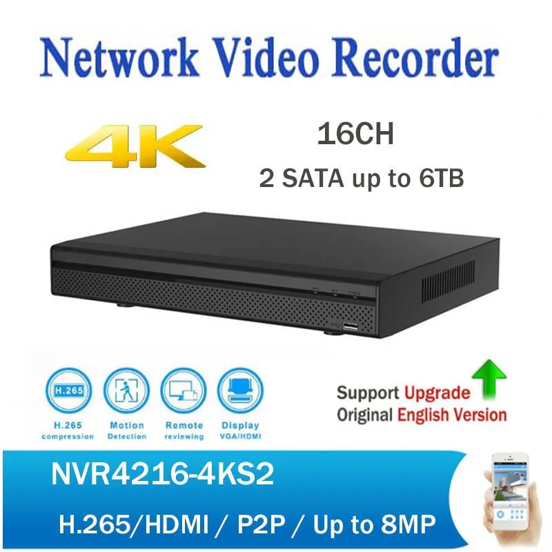 

Original DH NVR 4K CCTV Network Video Recorder NVR4216-4KS2 with 2SATA Interface Support H265 IP Camera