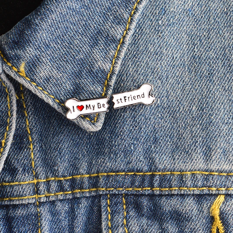 

Miss Zoe 2pcs/set I Love My Best Friend Enamel pin Cute Cartoon bone pins Brooch Pins Badge Gift Jewelry for dog pet owners