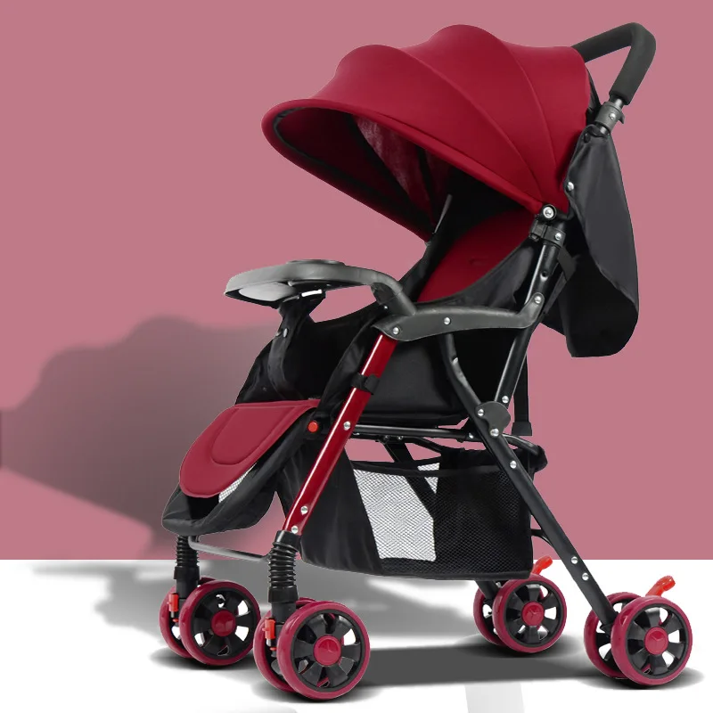 

Portable Baby Stroller Can Lie Flat Folding Lightweight Baby Stroller Trolley Steel Pipe Umbrella Pushchair Travel Dinner Plate