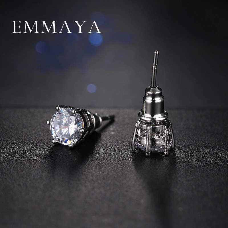 Emmaya новые серьги с белым кристаллом циркония круглой формы гвоздики для женщин