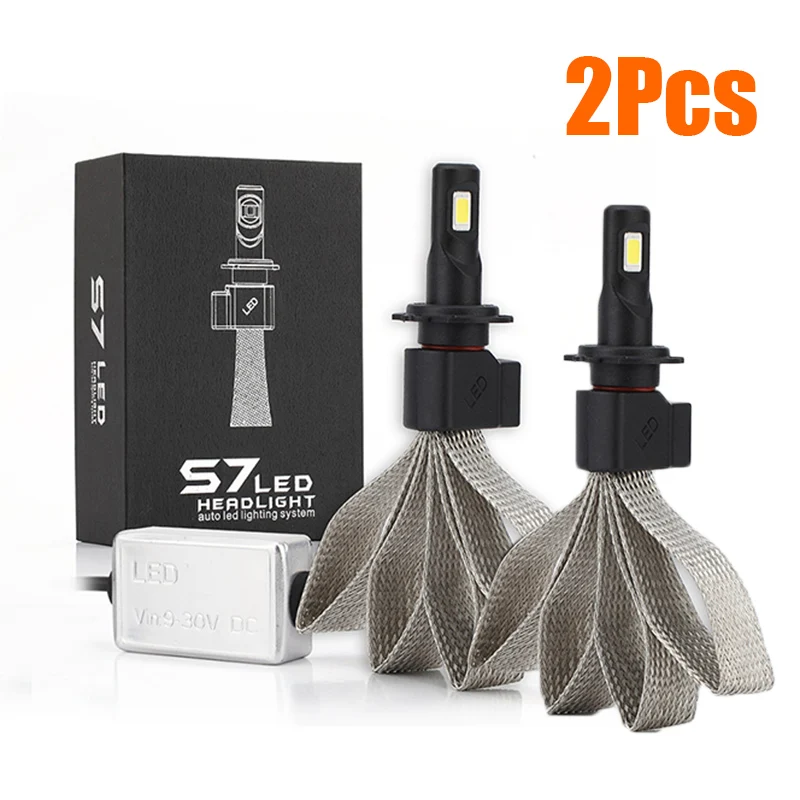 

Lamp Bulbs IP68 Waterproof 6000K 1 Pair S7 H7 60W 6400LM Car 4-LED Headlights