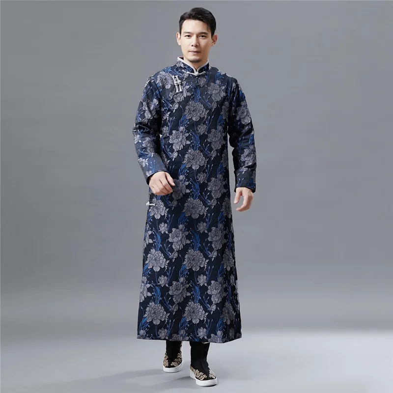 Традиционная китайская одежда для мужчин, мужское пальто, верхняя одежда, Восточный зимний Тренч, Мужская одежда Тренч AA4270