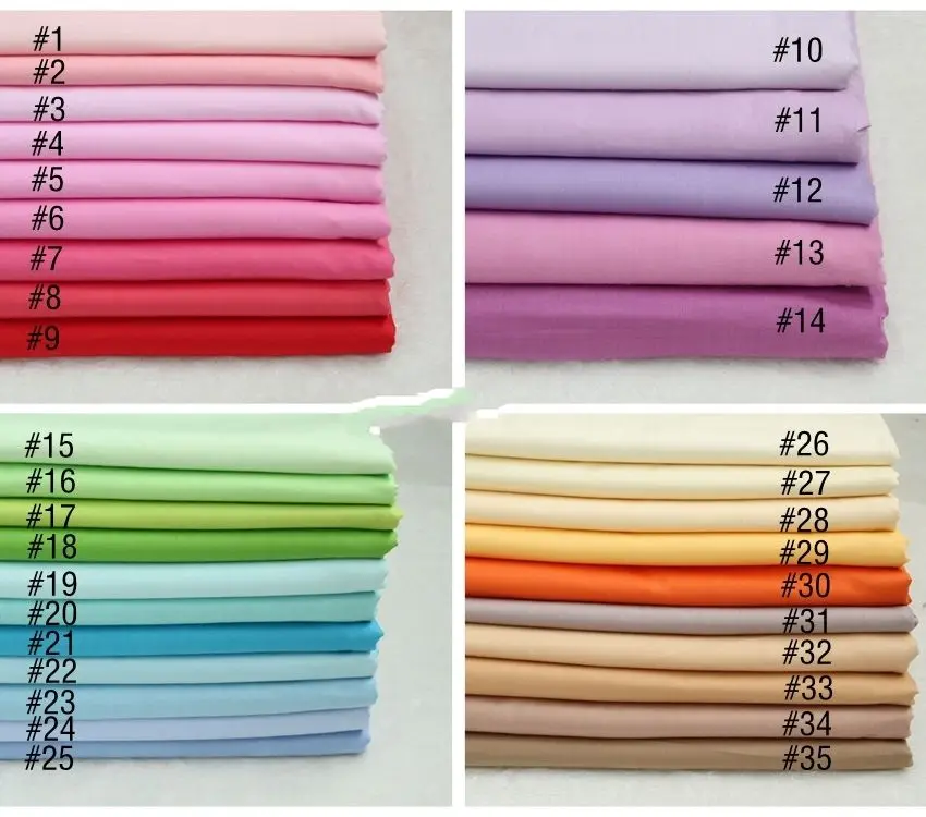 Delicate Yellow/Pink/Green/Blue/Red Solid color 100%cotton Quilting fabric Clothes Home Textile Bedding Sewing Doll Cloth DIY 1