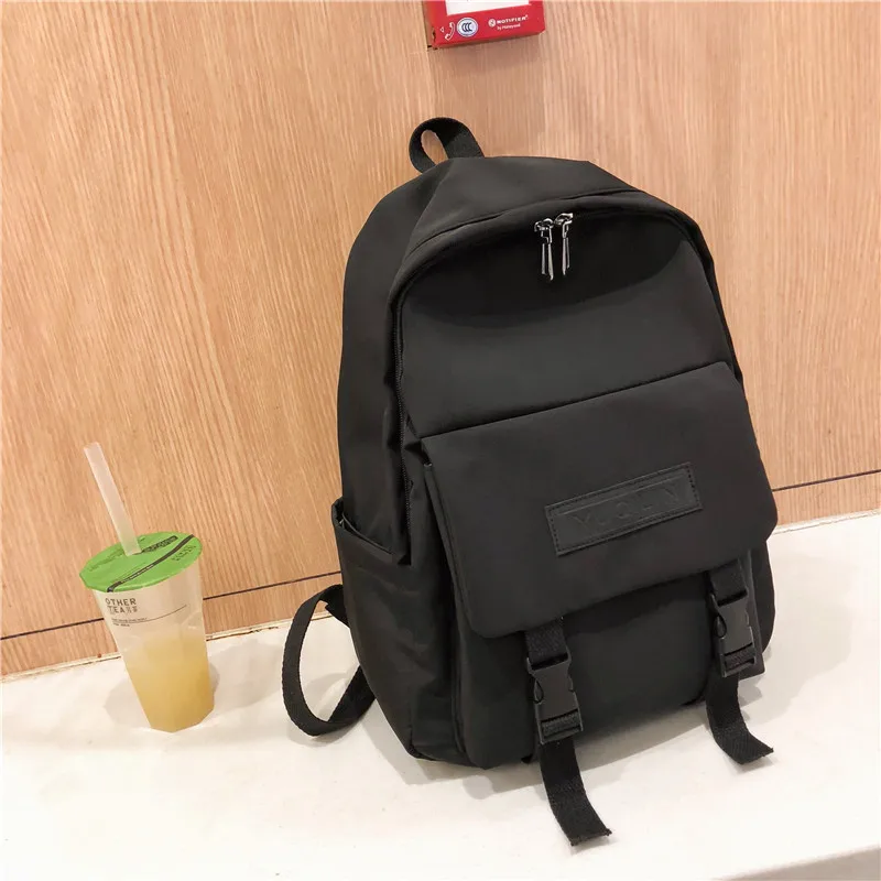 Большой Студенческий рюкзак, школьная сумка для девочек-подростков, женская сумка, нейлоновая водонепроницаемая сумка, Молодежный консервативный стиль - Цвет: Черный