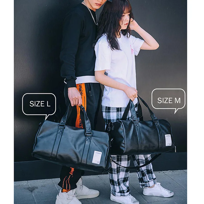 Dry Wet PU Leather Gym Bag Outdoor Travel Handbag For Women Men Waterproof Fitness Training Simming SPorts Shoulder Bags XA170D 3