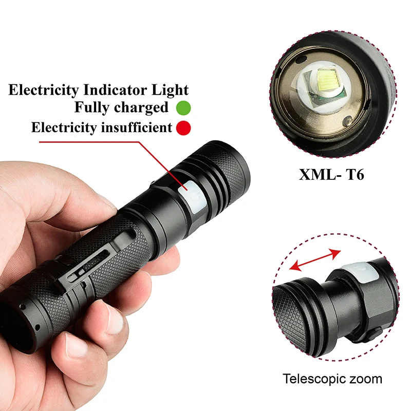 Z30 Litwod1301 микро USB Перезаряжаемый светодиодный фонарик XM LT6 масштабируемый 5