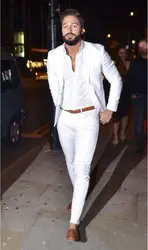 (Куртка + брюки для девочек) 2019 Уличная мода белый мужской костюм повседневное Terno Slim Fit 2 шт. смокинг на заказ Блейзер офисные для мужчи