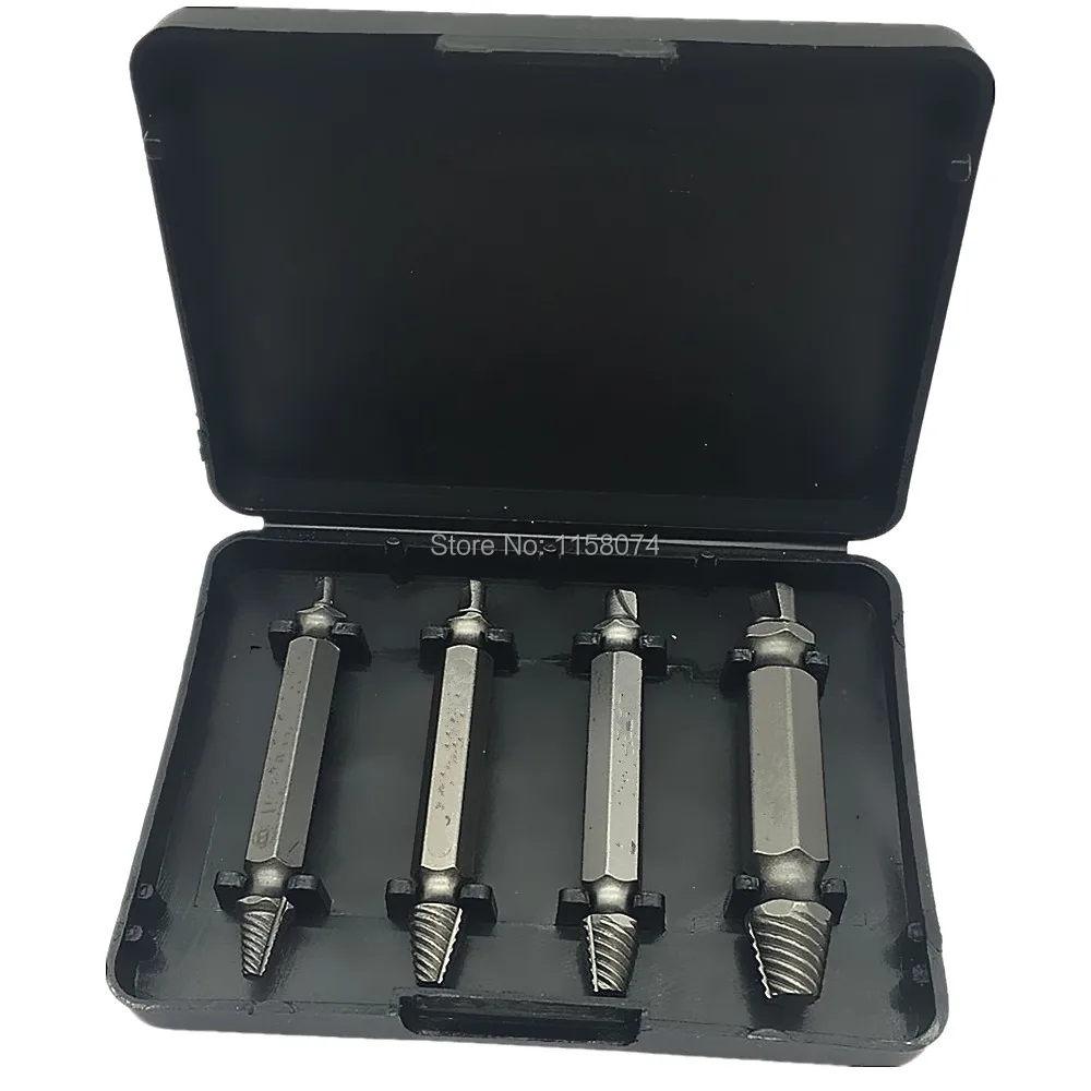 4pcs Double Side Damaged Screw Extractor Drill Bits Out Remover Bolt