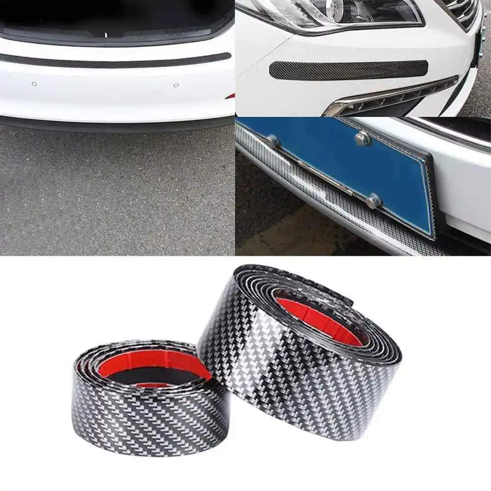 3cm 5cm 7cm 10cm Carbon Fiber Rubber Soft Bumper Strip DIY Door Sill Protector Edge Guard Car Stickers Car Styling Accessories