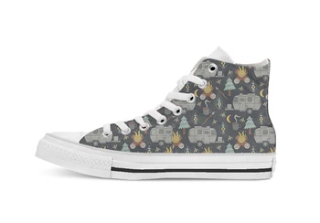 

Airstream Camping Novelty Design High Top Canvas Custom Shoes flat Casual shoes Drop Shipping