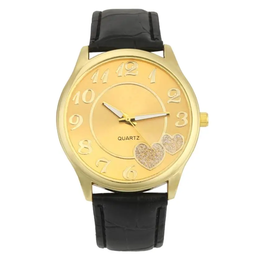 Hot SellingNew Women Leather Band Analog Quartz Round Wrist Watch Watches#25