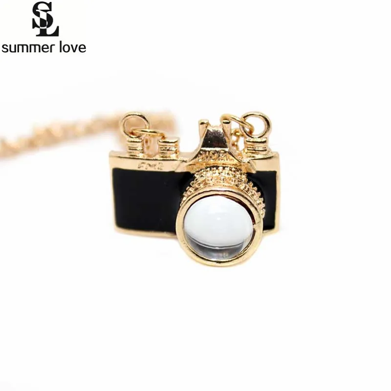 

51CM Lovely Camera Pendant Necklace For Women Girl Gold Color Link Chain Necklaces