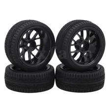 Mxfans Black Plastic Y Shape Wheel Rims Arrow Type Rubber Tyres for RC 1 10 On