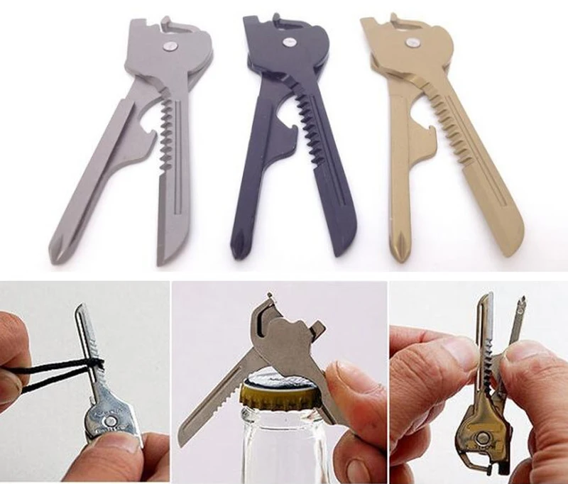

Utili Key Tool Multipurpose edc gear pocket Knife Opener shape Mini Multi utility tactical survive kit Screwdriver ring keychain