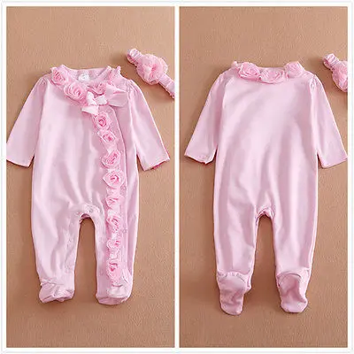 Комплект одежды с длинными рукавами для новорожденных девочек 0-7 месяцев; розовые Гольфы с цветочным принтом и бантом+ повязка на голову
