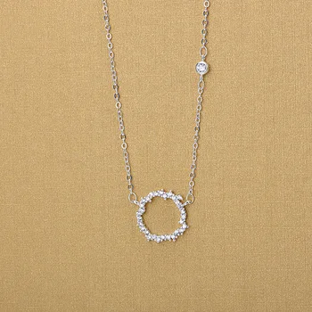 

DreamySky Hot Selling Pure Silver Color Zircon Circle Necklaces For Women Jewelry Collar Colar Free Shipping