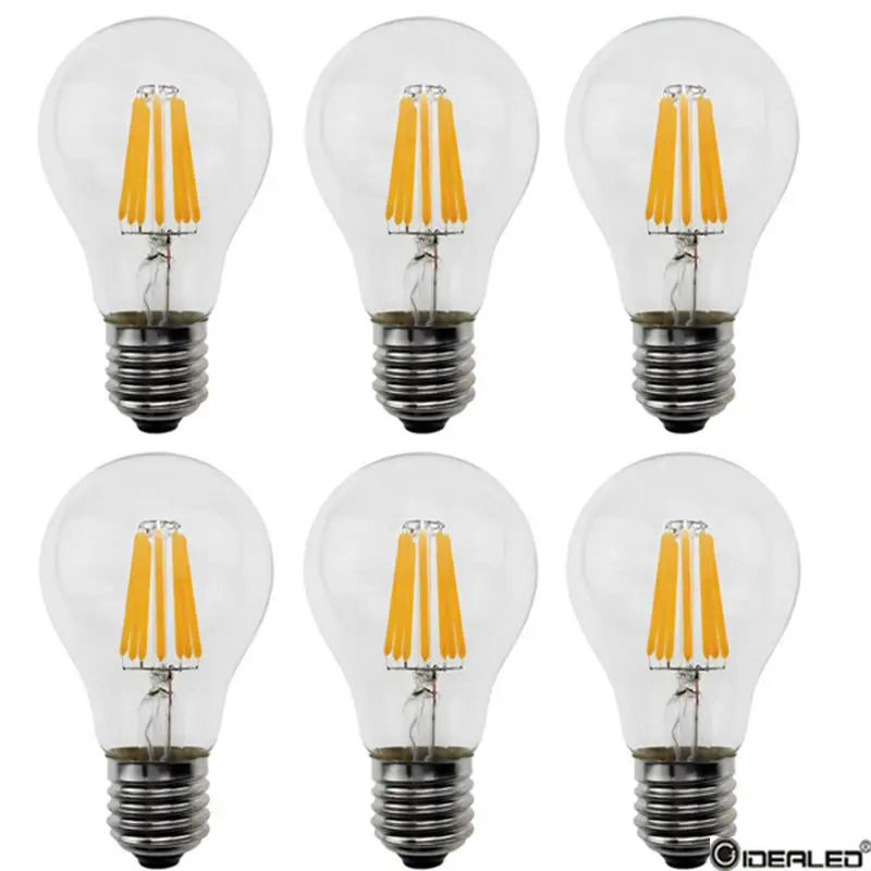 Горячая продажа A60 led COB лампа накаливания с регулируемой яркостью 8 Вт Эдисона
