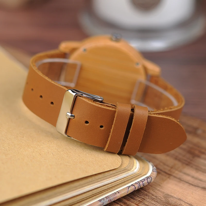 BOBO BIRD V-A19/A21 Mens Womens Bamboo Watch Wood Dial Quartz Wristwatch with Leather Strap Relogio Masculino BOBO BIRD V-A19/A21 Mens Womens Bamboo Watch Wood Dial Quartz Wristwatch with Leather Strap Relogio Masculino