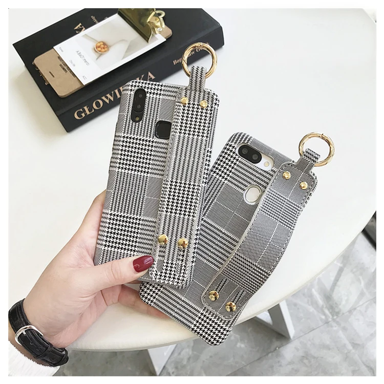 

Fashion Hand Strap Plaid Phone Cases For Huawei P20 Lite P10 Plus Mate 8 9 10 Pro Nova 3 Honor 9 10 Case Kickstand Cover Fundas