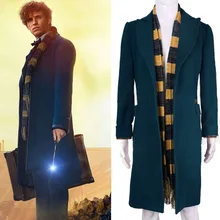 2016 Фильм Фантастические Звери и Где Их найти Ньют Управлять Scamander Косплей Coatume Долго Траншеи Шерстяное Пальто