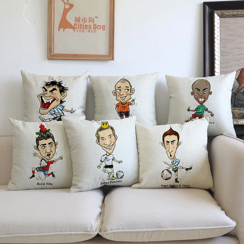 

Football Super Star Throw Pillow Case Custom print Decorative Cushion Cover for Sofa Car Home Decor Cartoon Pillowcase 45x45 cm