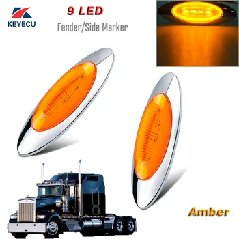

Keyecu 6-5/8" Amber 9LED Oval Side Marker Light Turn signal light Cab Panel Marker Light GLO side light For Peterbilt 12V
