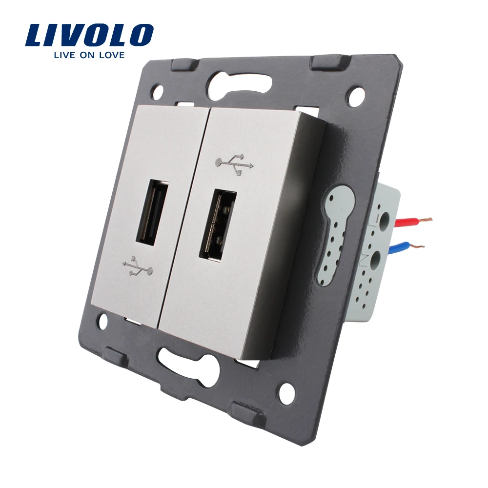 

Livolo EU Standard DIY Parts Plastic Materials Function Key,White Color, double USB Socket 4 Colors